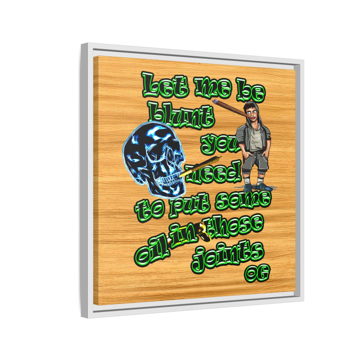 og - framed canvas art (butterscotch wood finish)