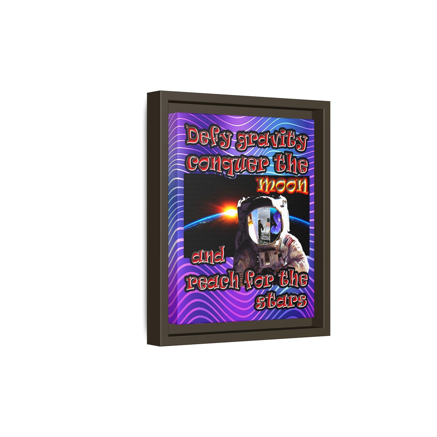 defy conquer reach - framed canvas art (purple wave)