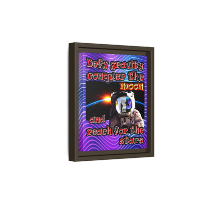 defy conquer reach - framed canvas art (purple wave)