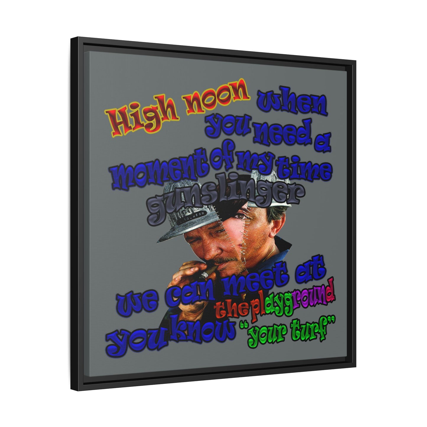 high noon - framed canvas art (dark grey)