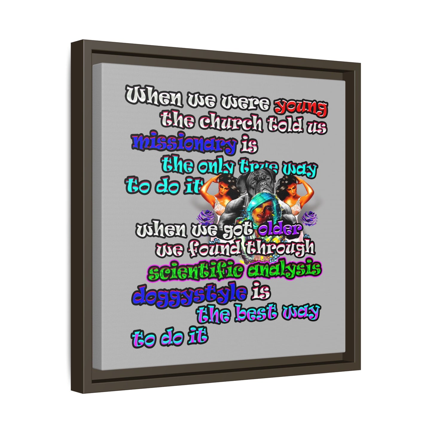doggystyle - framed canvas art (light grey)