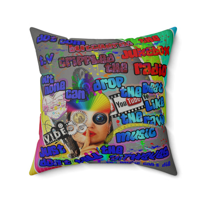 drop the beat - Faux Suede Square Pillow - (rainbow split)