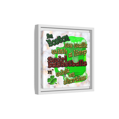 celtics logo - framed canvas art (white marble)