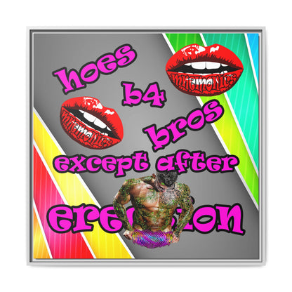 hoes b4 bros - framed canvas art (rainbow split)