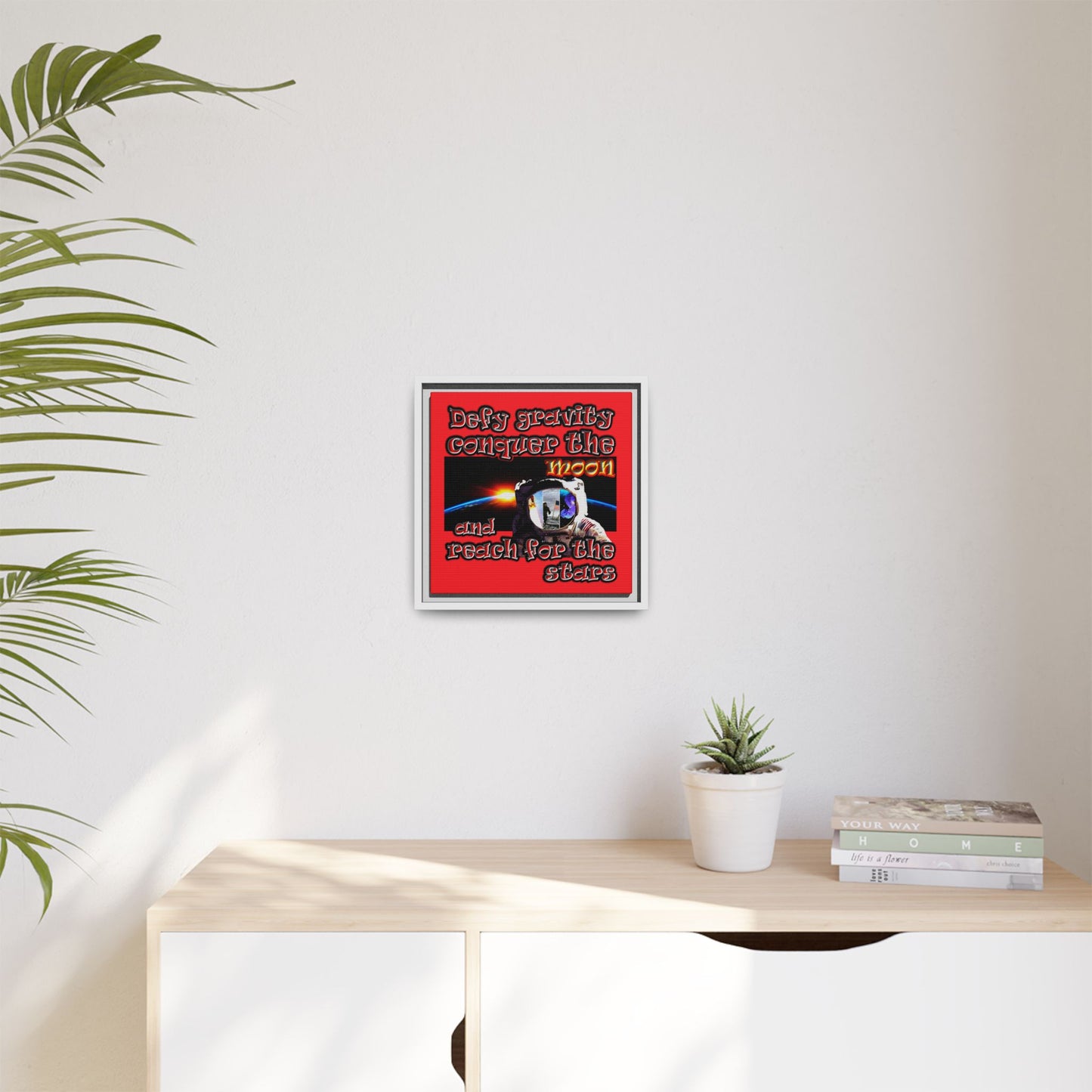 defy conquer reach - framed canvas art (red)