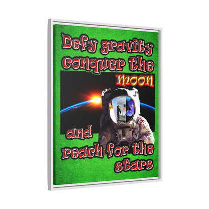 defy conquer reach - framed canvas art (green turf)