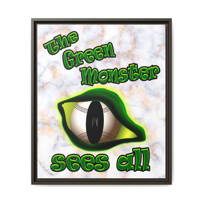 green monster - framed canvas art (white marble)