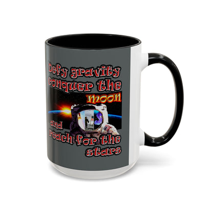 defy conquer reach - Accent Mug (dark grey)
