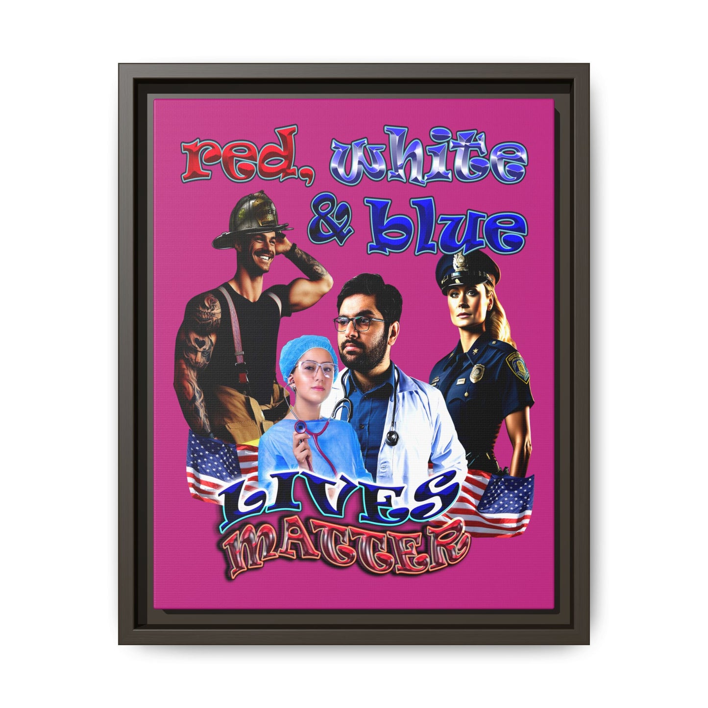 rw&b lives matter - framed canvas art (pink)