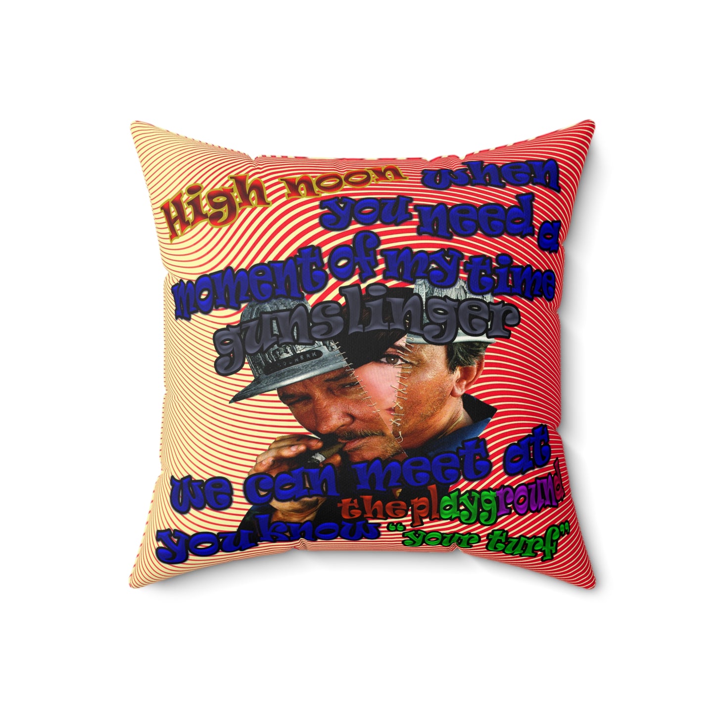 high noon - Faux Suede Square Pillow - (yellow-orange wave)