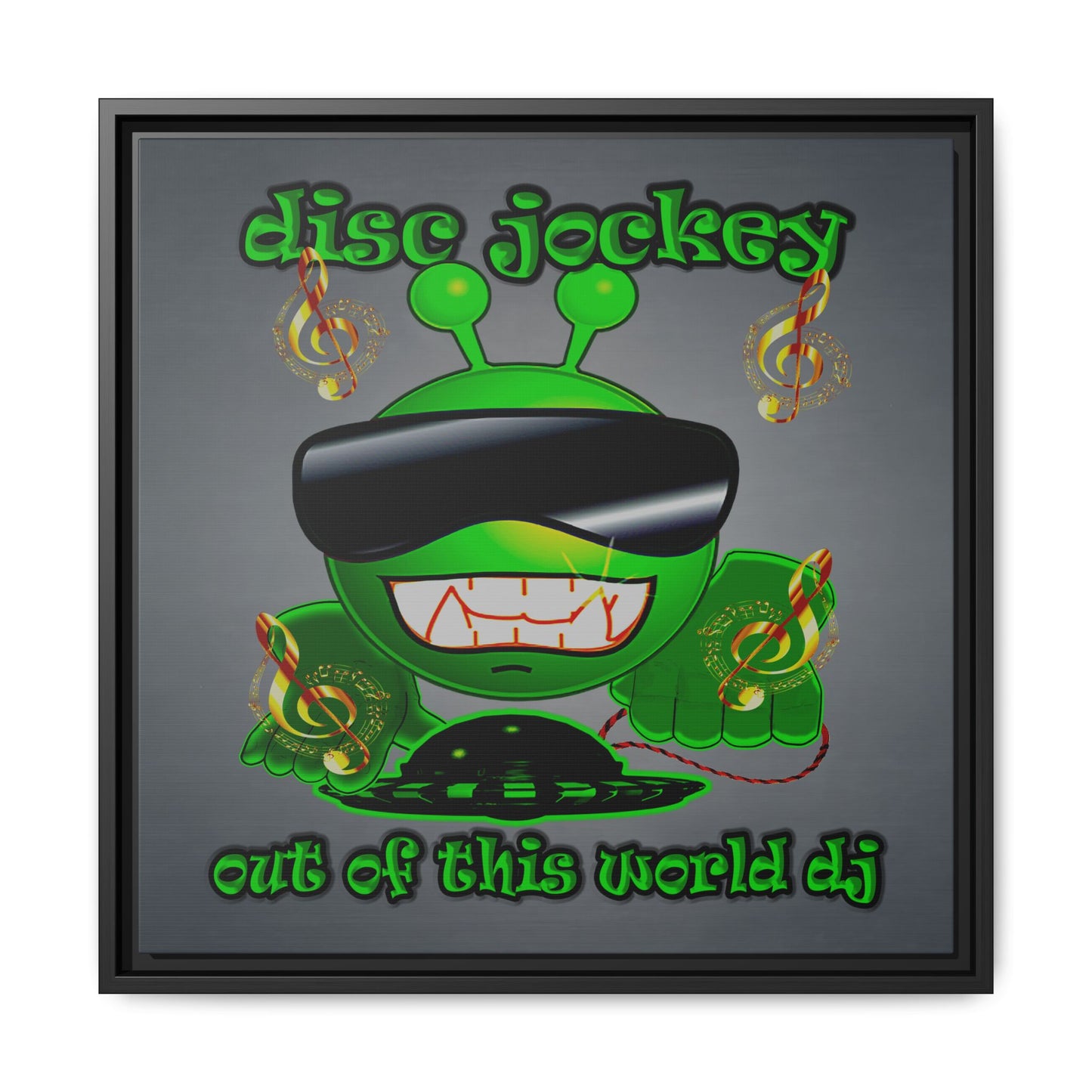 disc jockey - framed canvas art (grey-light grey)