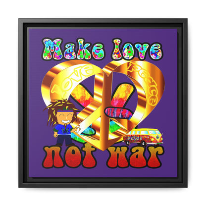 love peace - framed canvas art (purple)