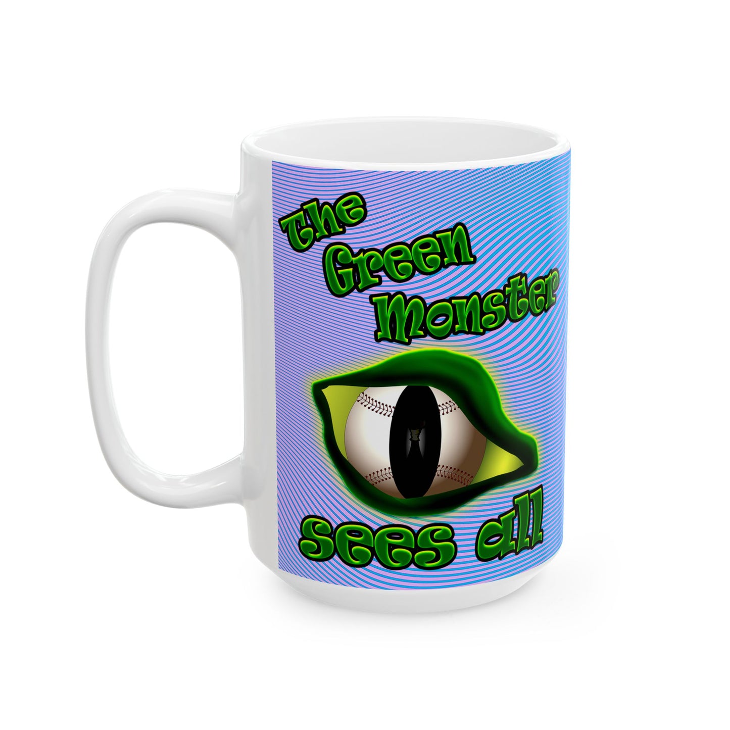 green monster - White Mug (light blue-purple wave)