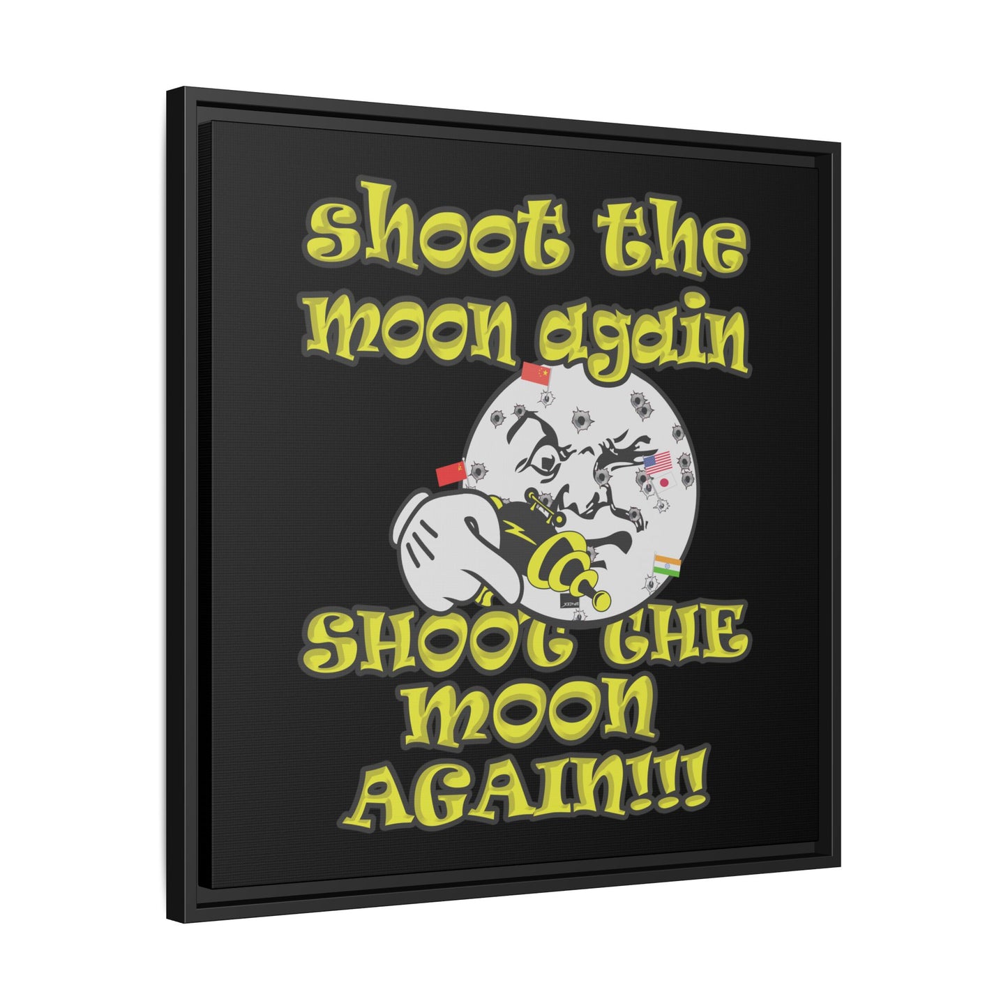 shoot the moon again - framed canvas art (black)