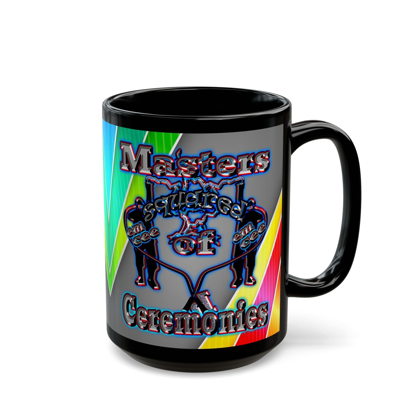 em cee squared - Black Mug (rainbow split)
