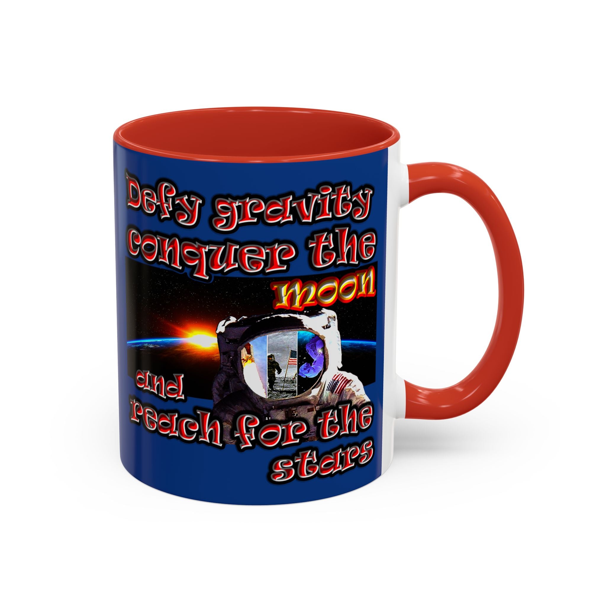 defy conquer reach - Accent Mug (dark blue)