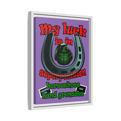 my luck - framed canvas art (light purple)
