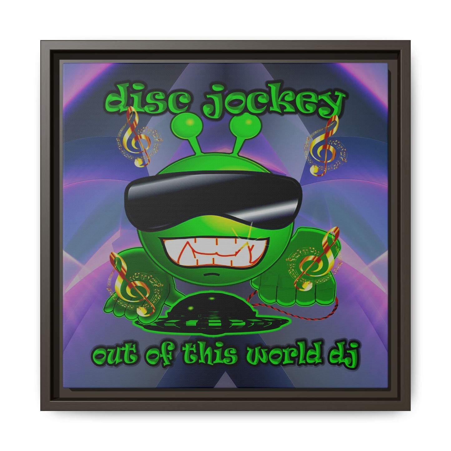 disc jockey - framed canvas art (grey-pink wave)