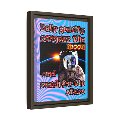 defy conquer reach - framed canvas art (light blue-purple wave)