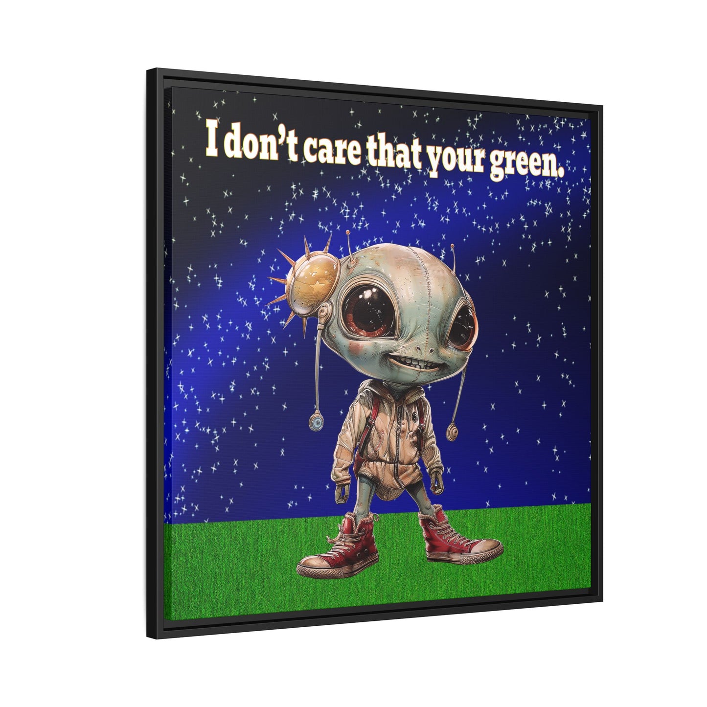 I don't care that your green - framed canvas art ('snoops' background)
