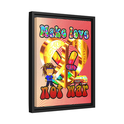 love peace - framed canvas art (yellow-orange wave)