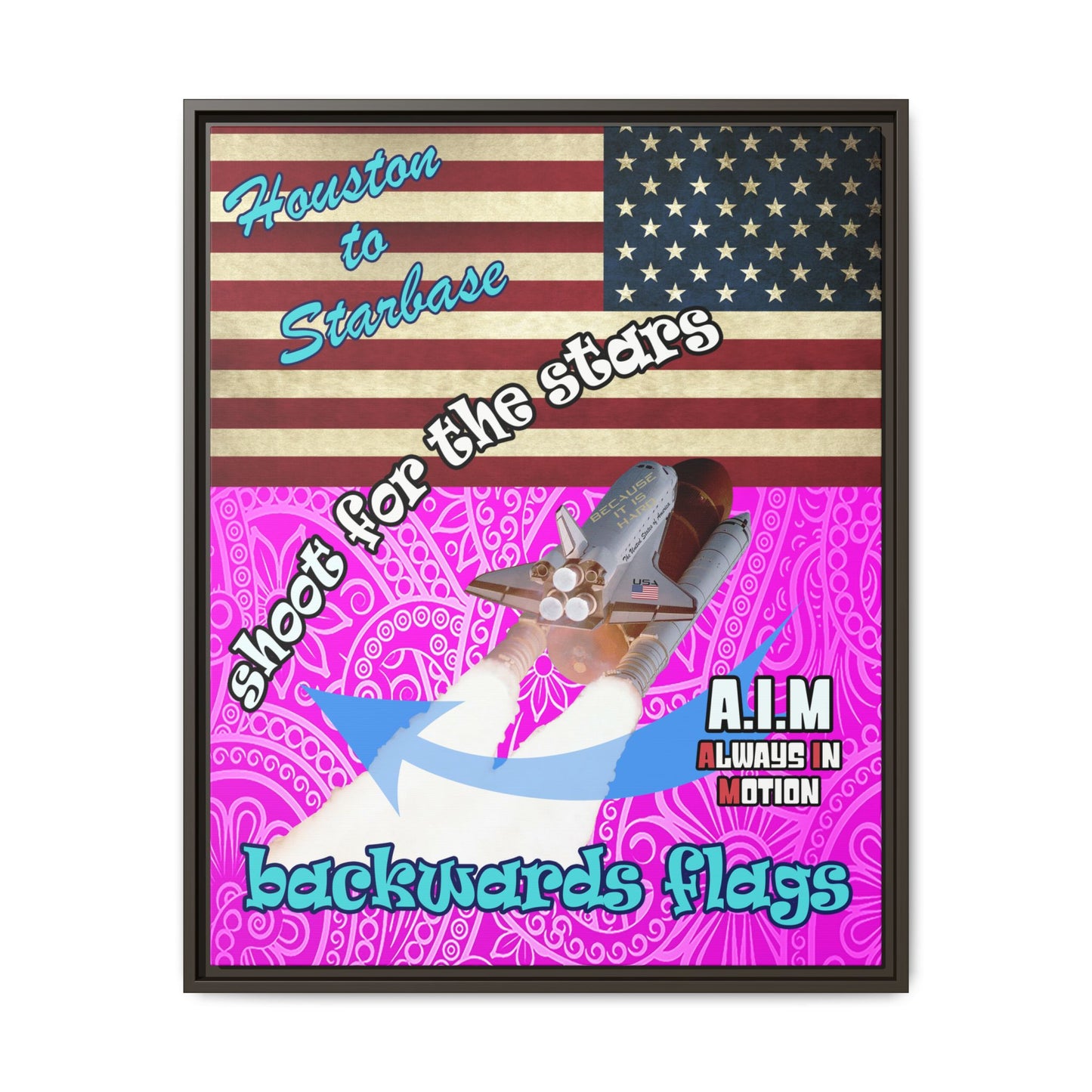 shoot for the stars - framed canvas art (pink swirl)