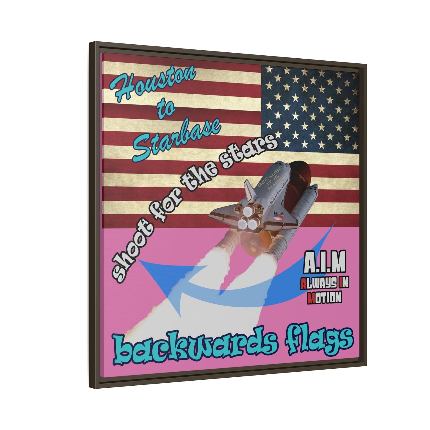 shoot for the stars - framed canvas art (light pink)