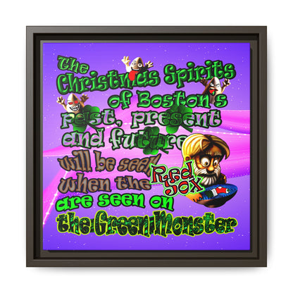 christmas spirits of boston - framed canvas art (purple-pink wave)