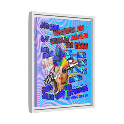 drop the beat - framed canvas art (light blue-purple wave)