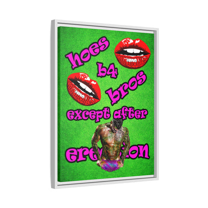hoes b4 bros - framed canvas art (green turf)