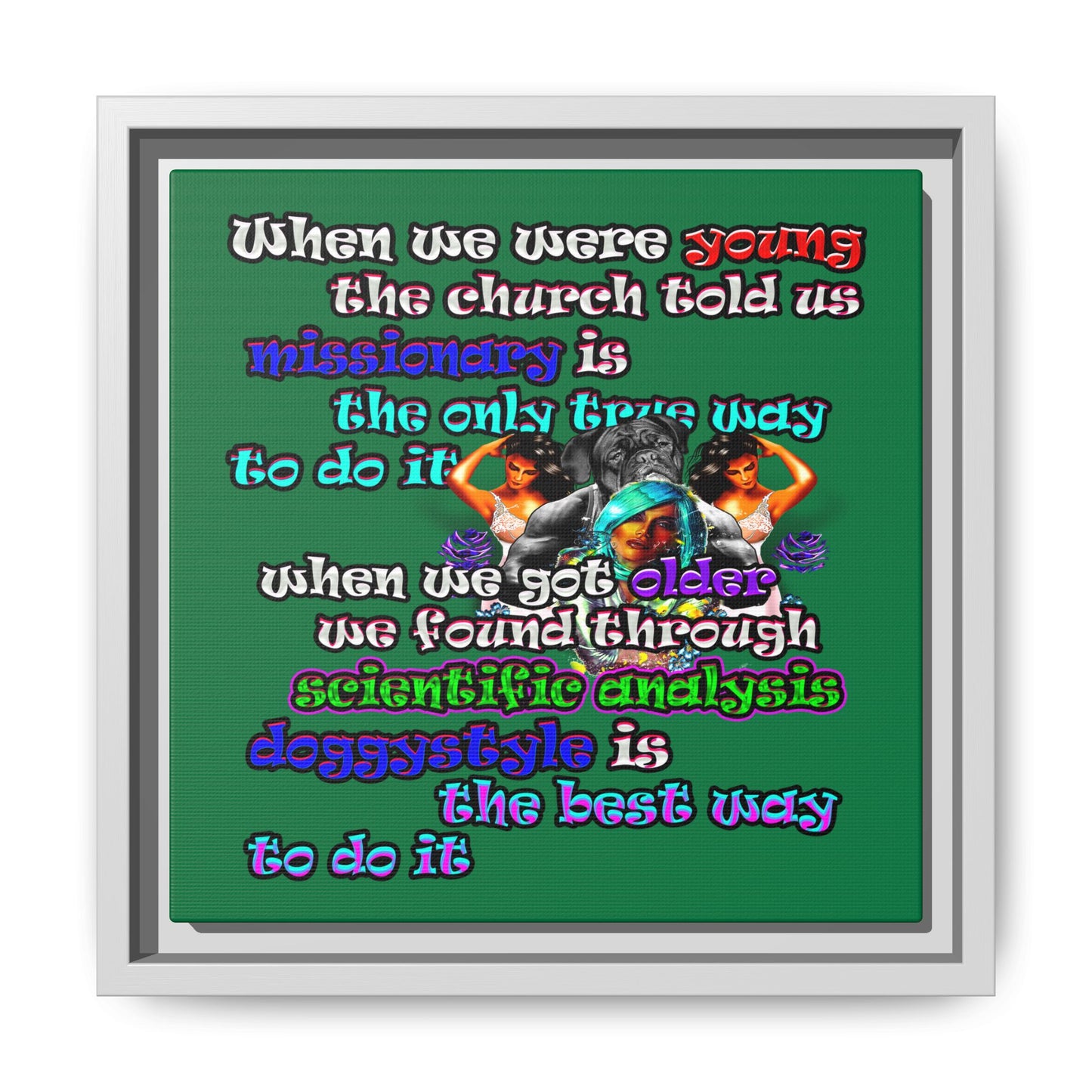 doggystyle - framed canvas art (dark green)