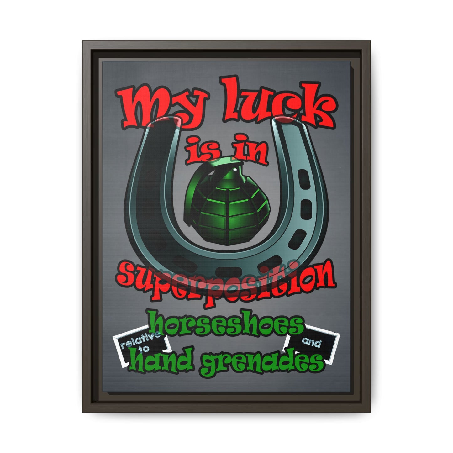 my luck - framed canvas art (grey-light grey)