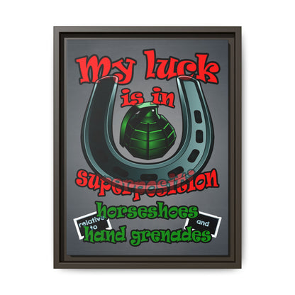 my luck - framed canvas art (grey-light grey)