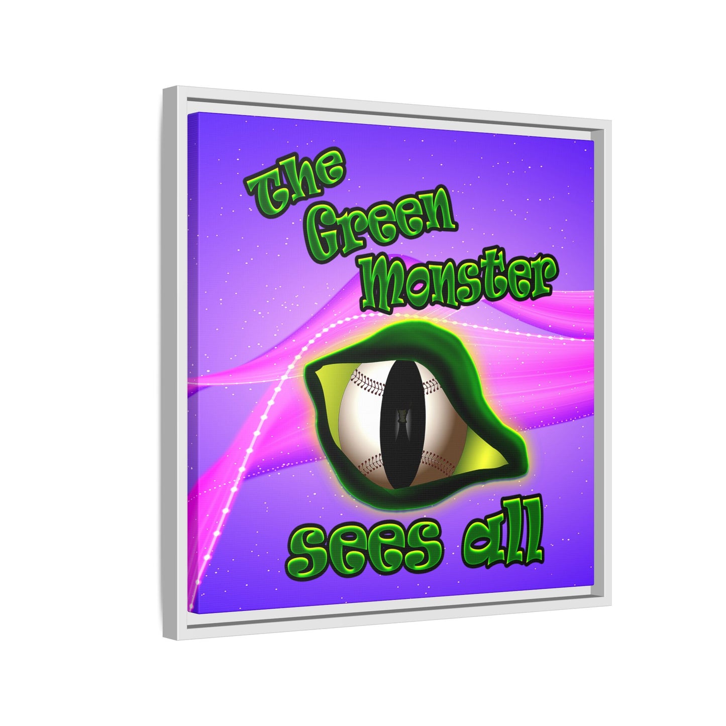 green monster - framed canvas art (purple-pink wave)