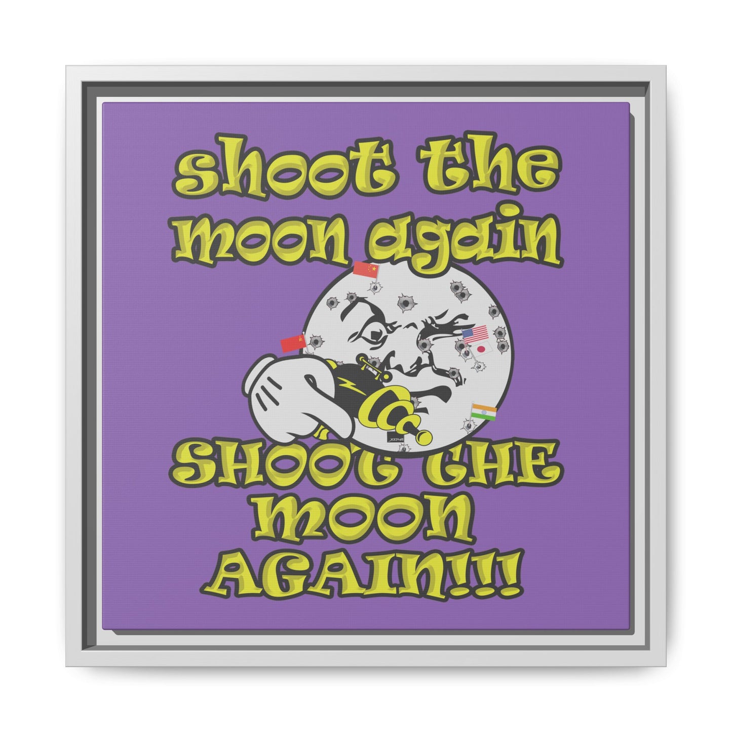shoot the moon again - framed canvas art (light purple)