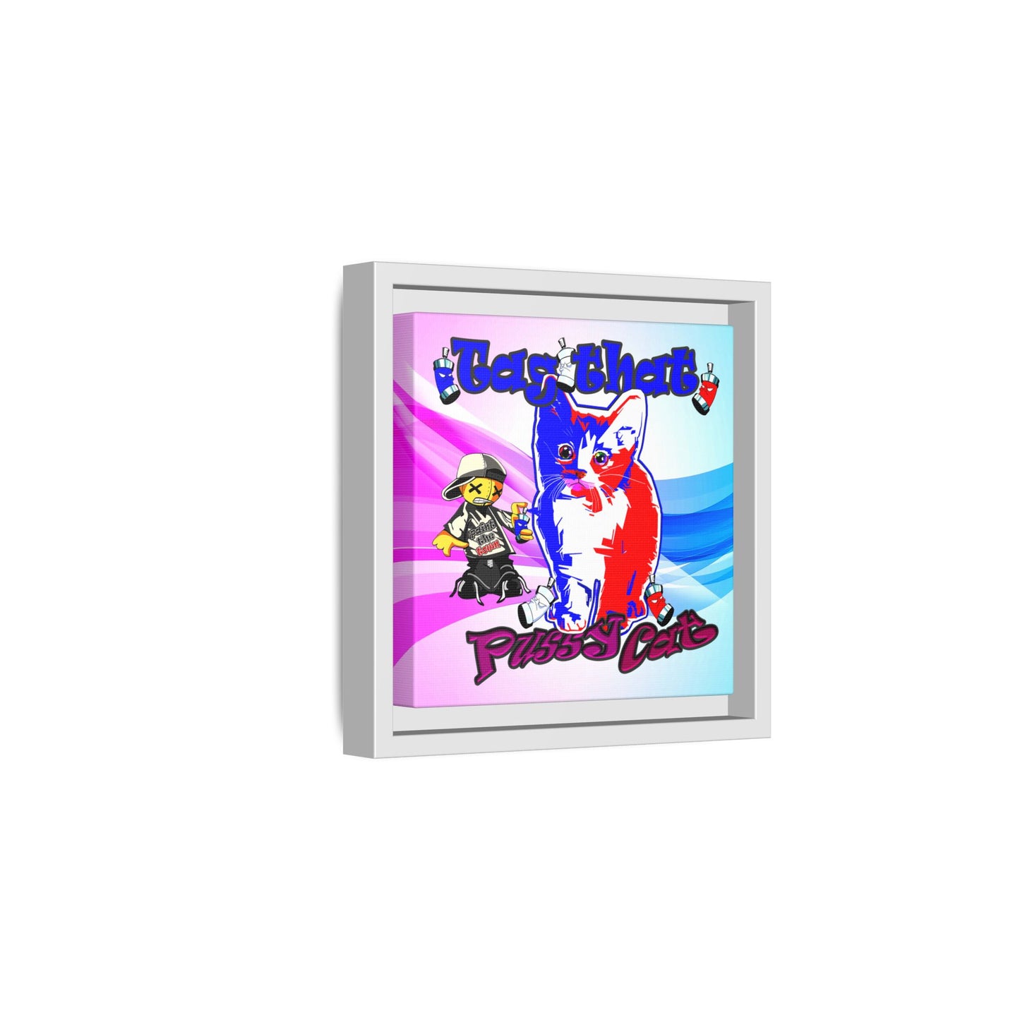 tag that - framed canvas art (light blue-pink wave)