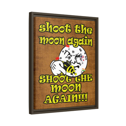 shoot the moon again - framed canvas art (brown papyrus)