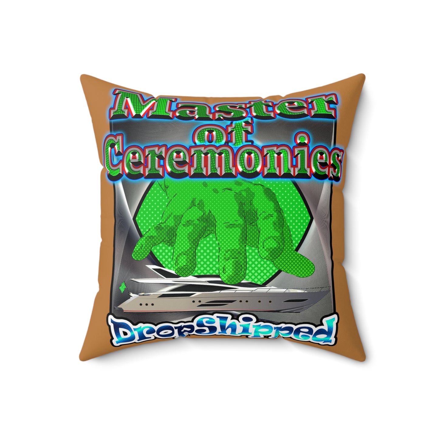 logo - Faux Suede Square Pillow - (light brown)