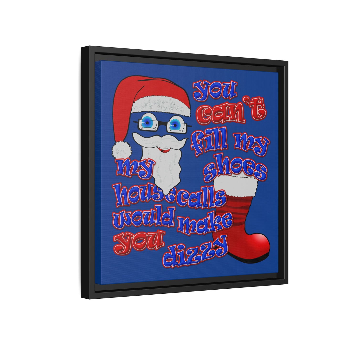 santa's shoes - framed canvas art (dark blue)