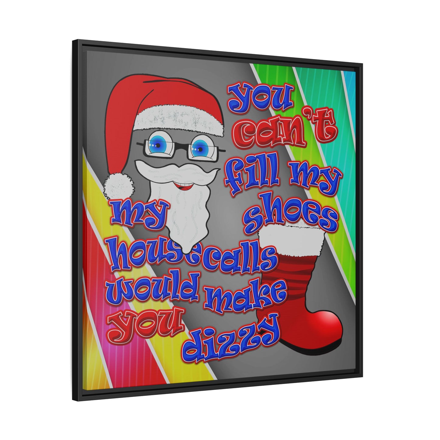 santa's shoes - framed canvas art (rainbow split)