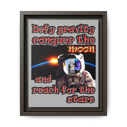 defy conquer reach - framed canvas art (light grey)
