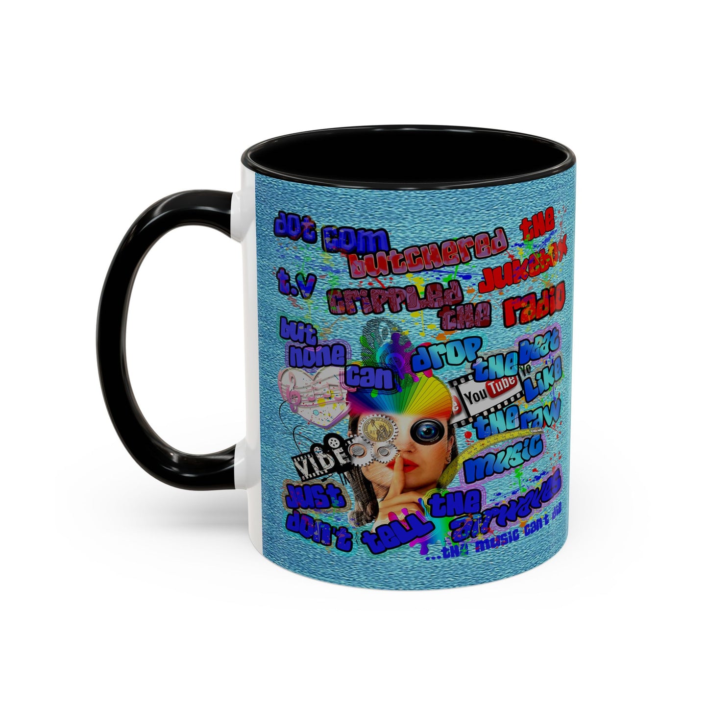 drop the beat - Accent Mug (faded blue)