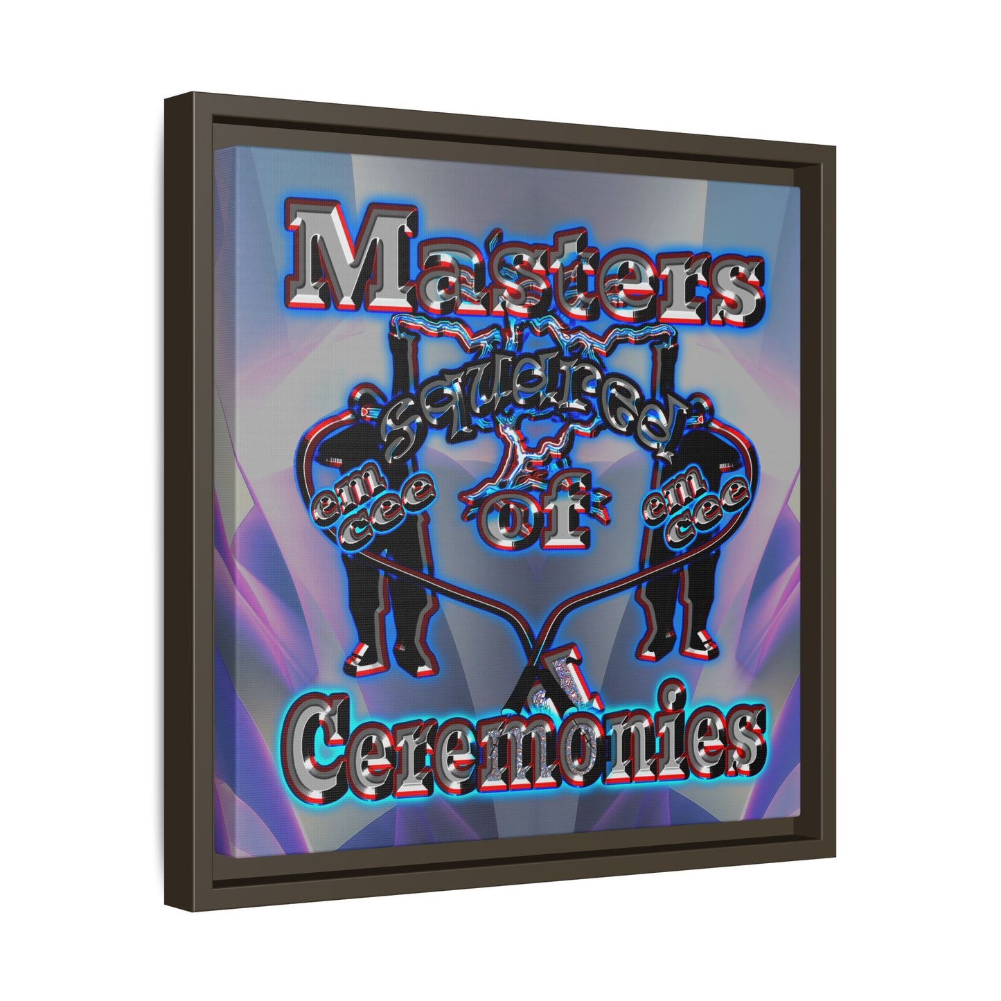em cee squared - framed canvas art (grey-pink wave)