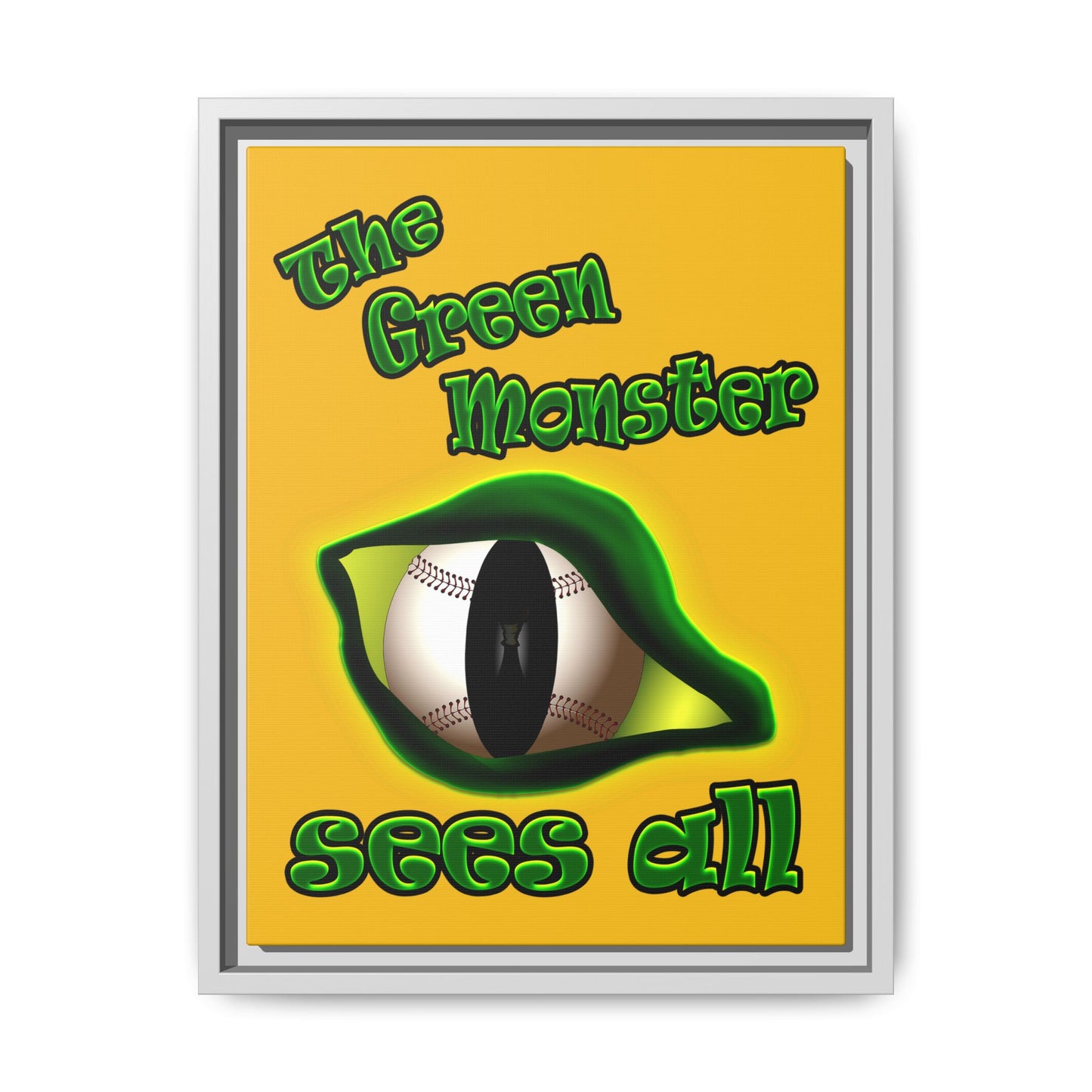 green monster - framed canvas art (yellow)