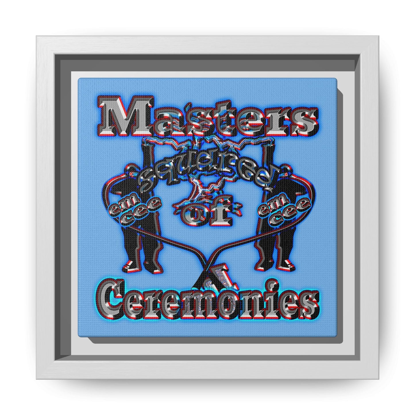 em cee squared - framed canvas art (light blue)