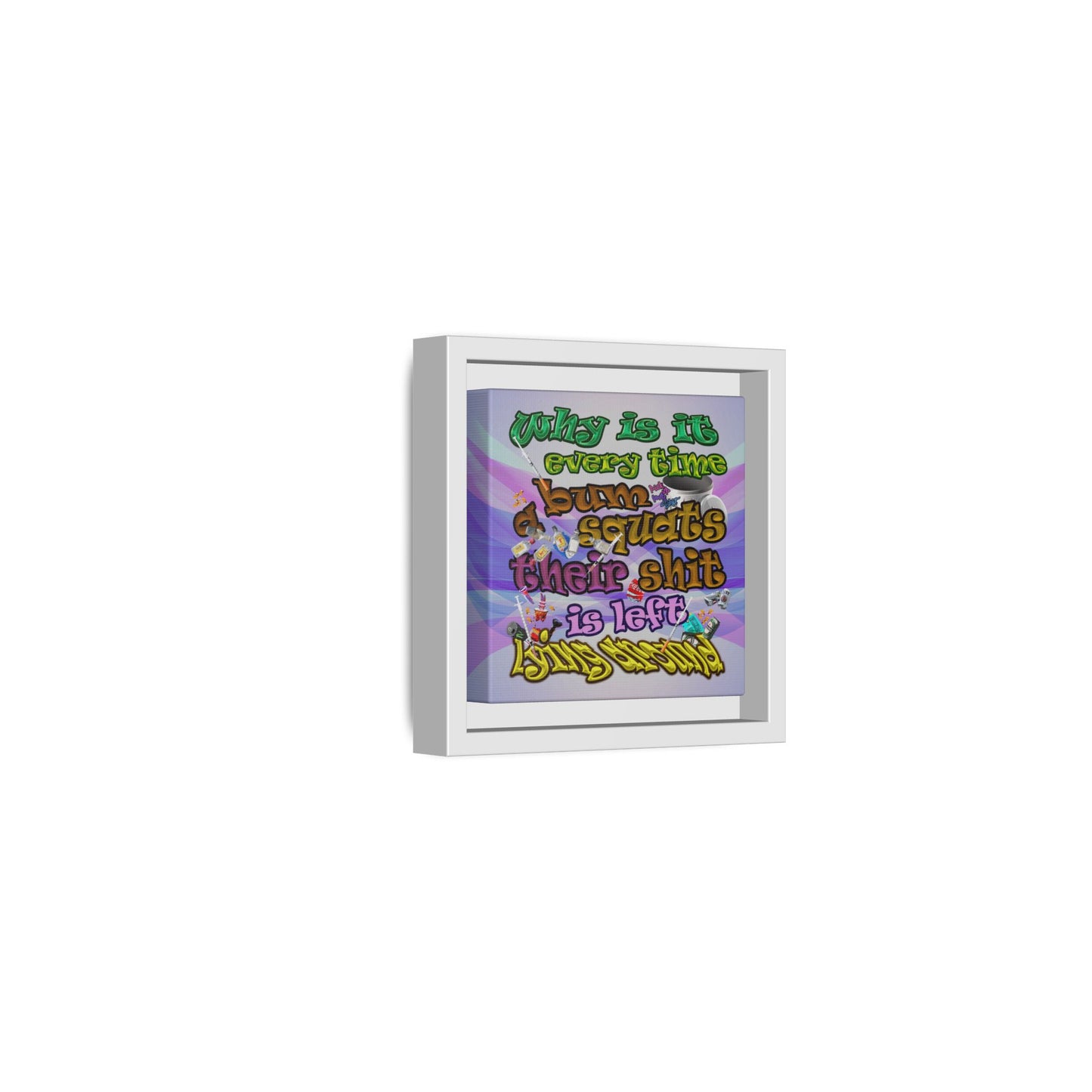 the bum's shit - framed canvas art (light blue-pink wave)