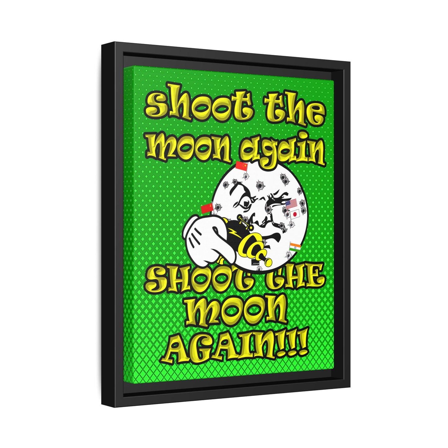 shoot the moon again - framed canvas art (logo green)