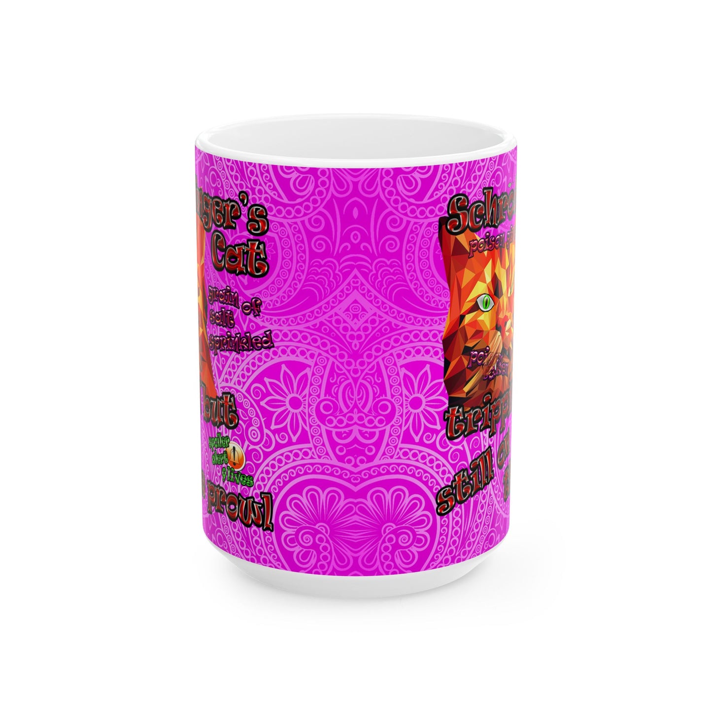 schrodinger's cat - White Mug (pink swirl)
