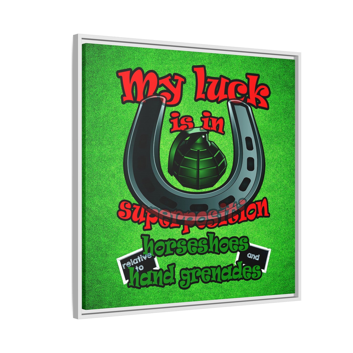 my luck - framed canvas art (green turf)