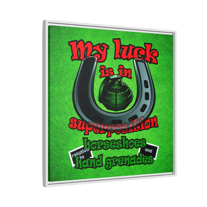 my luck - framed canvas art (green turf)